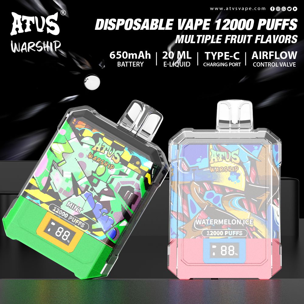 12000 Puffs Disposable Vapes with LED display screen and adjustable airflow Instant Satisfaction Disposable Vape ATVS Rechargeable Germany vape pen price 12000 puff vape