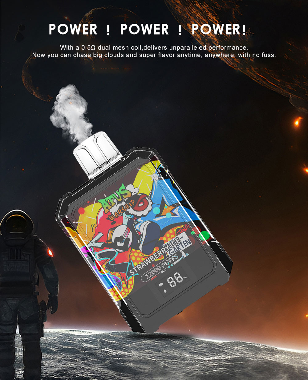 DE013A 12000 Puffs California CA USA Disposable Vapes with LED display screen and adjustable airflow ATVS Vape
