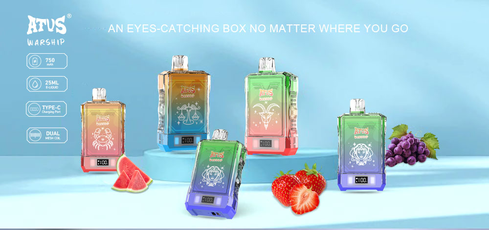 DE015 California CA USA 18000 Puffs Disposable Vape with LED display screen and adjustable airflow rechargeable ATVS Vape