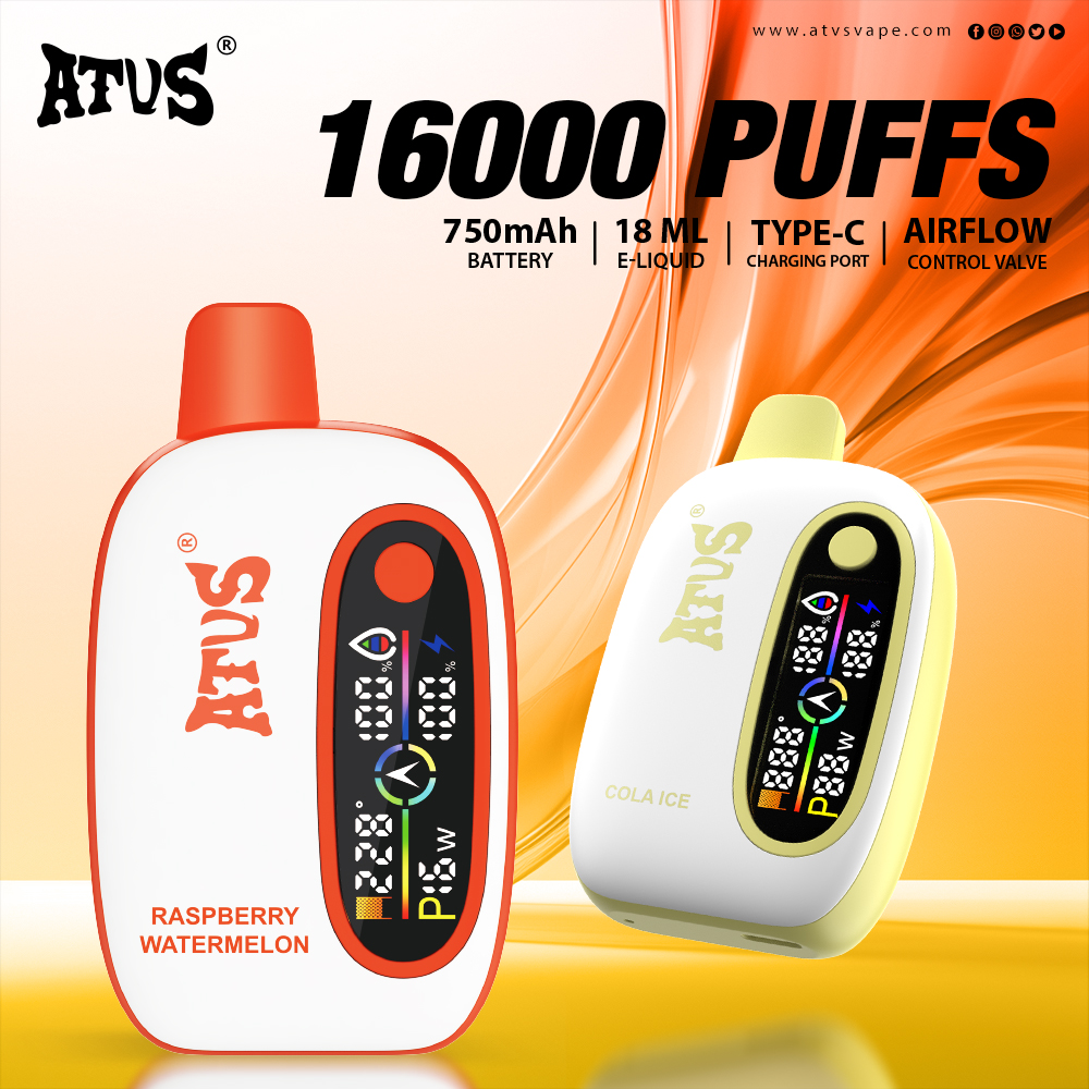 16000 Puffs Disposable Vape with LED display screen and adjustable airflow rechargeable New Style Vape LED Screen Cheap Vape ATVS ATUS Dual Flavors Vape Free Sample