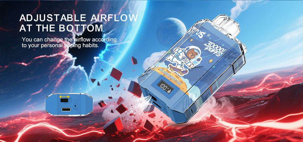 DE017 California CA USA 30000 Puffs Disposabl Vape with LED display screen and adjustable airflow rechargeable