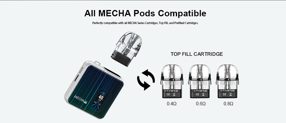 DE019 California CA USA Refillable Pod Kit System Device ATVS Vape