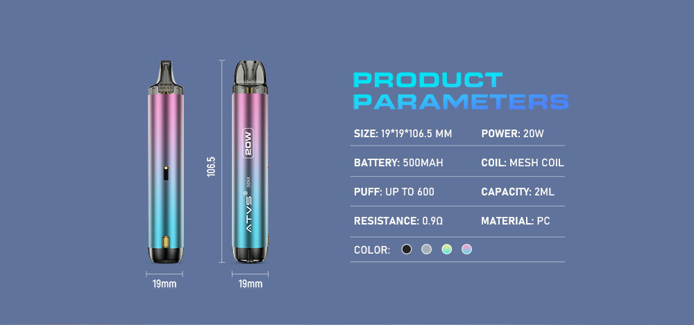 DE020 California CA USA Refillable Pod Kit System Device with Adjustable Airflow MTL RDL ATVS Vape