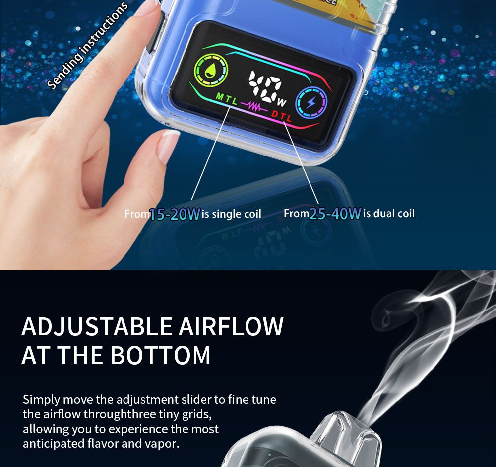 DE021 California CA USA 30000 Puffs Disposable Vape with LED display screen and adjustable airflow MTL DTL