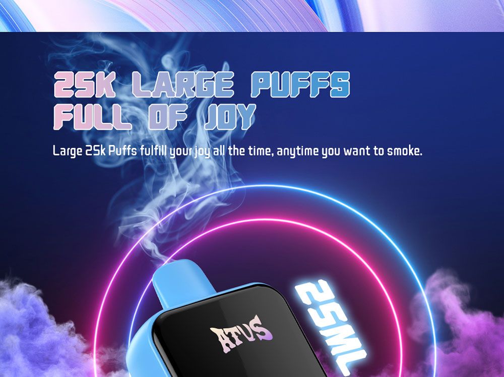 DE022 California CA USA 25000 Puffs Disposable Vape with Full screen rechargeable and adjustable airflow ATVS Vape