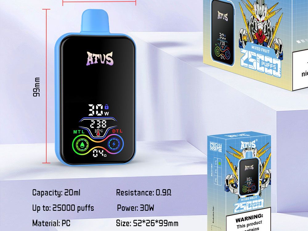 DE022 California CA USA 25000 Puffs Disposable Vape with Full screen rechargeable and adjustable airflow ATVS Vape
