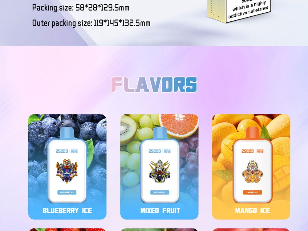 DE022 California CA USA 25000 Puffs Disposable Vape with Full screen rechargeable and adjustable airflow ATVS Vape