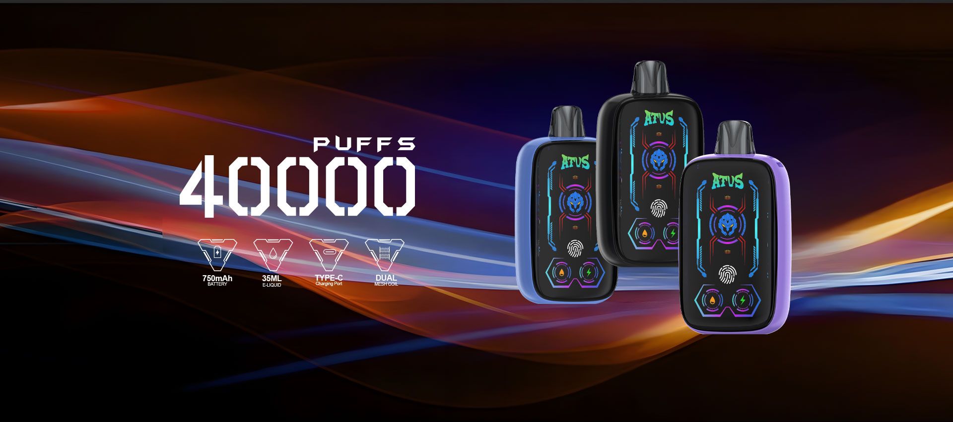DE023 California CA USA 40000 Puffs Disposable Vape with Full screen rechargeable and adjustable airflow ATVS Vape