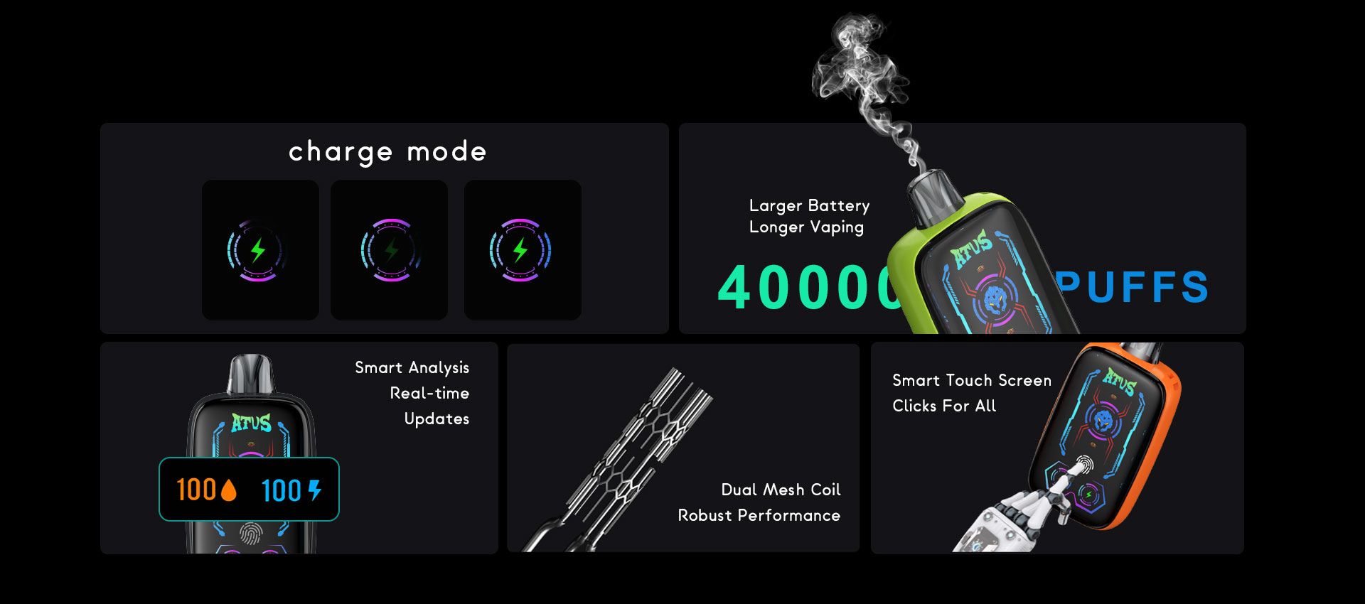 DE023 California CA USA 40000 Puffs Disposable Vape with Full screen rechargeable and adjustable airflow ATVS Vape