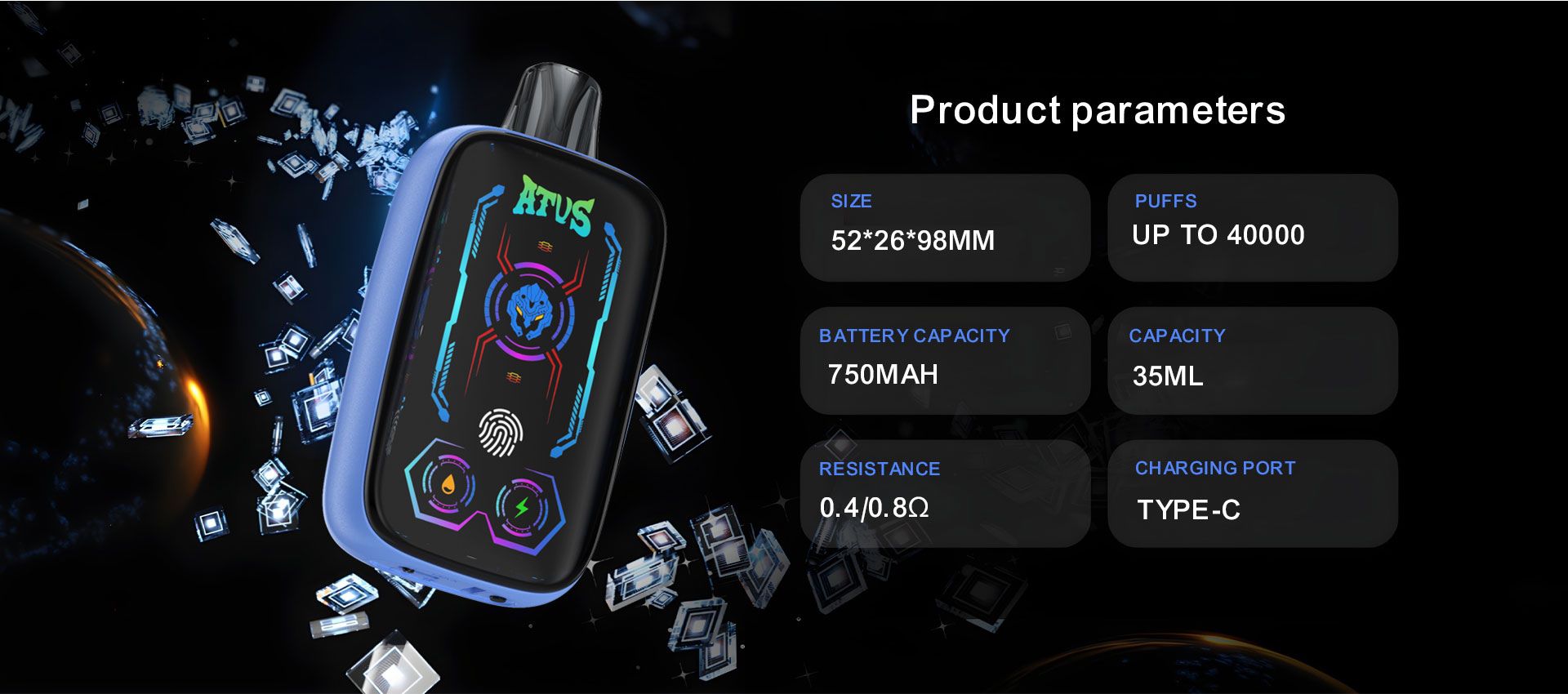 DE023 California CA USA 40000 Puffs Disposable Vape with Full screen rechargeable and adjustable airflow ATVS Vape