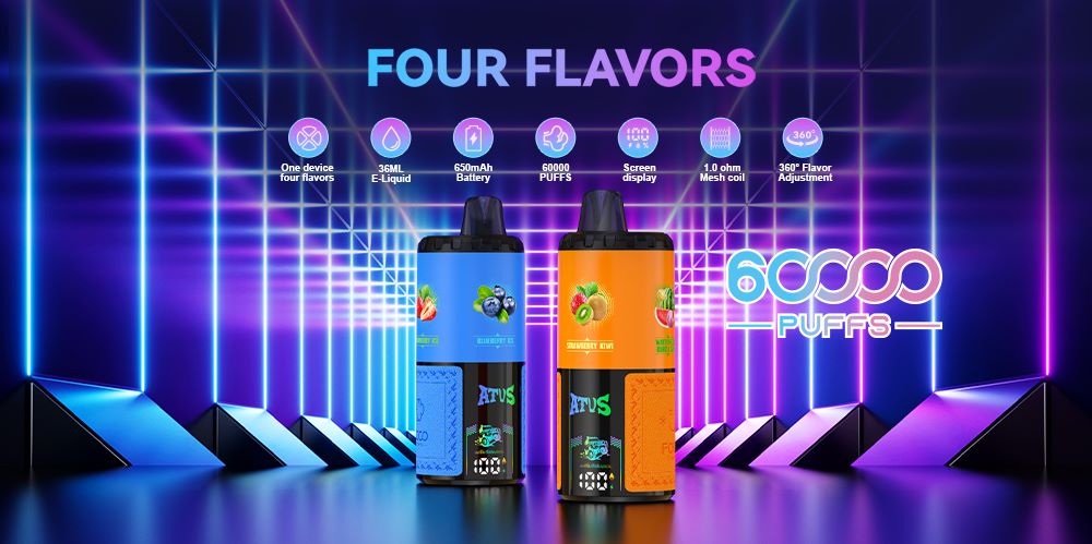 DE030 California CA USA 60000 Puffs Disposable Vape with LED Display Screen and Adjustable Airflow Rechargeable ATVS Vape