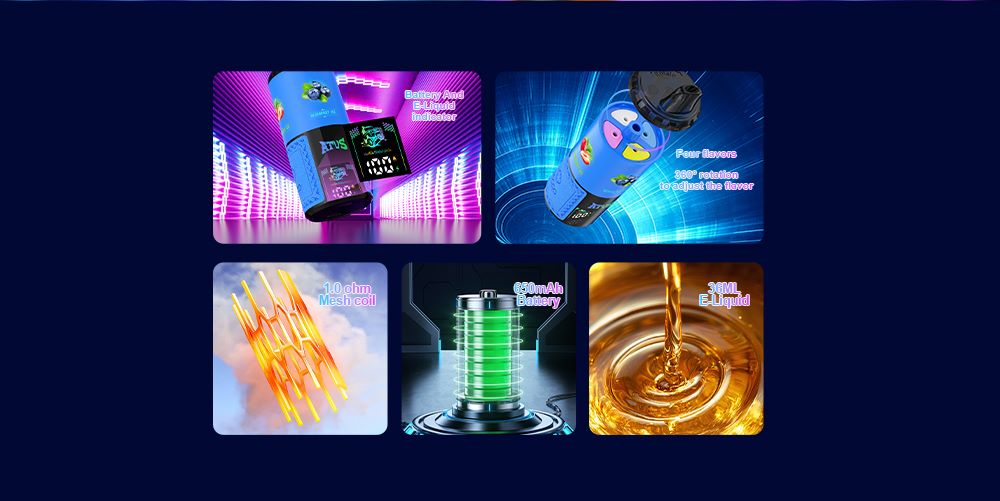 DE030 California CA USA 60000 Puffs Disposable Vape with LED Display Screen and Adjustable Airflow Rechargeable ATVS Vape