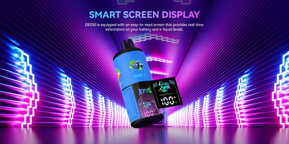 DE030 California CA USA 60000 Puffs Disposable Vape with LED Display Screen and Adjustable Airflow Rechargeable ATVS Vape