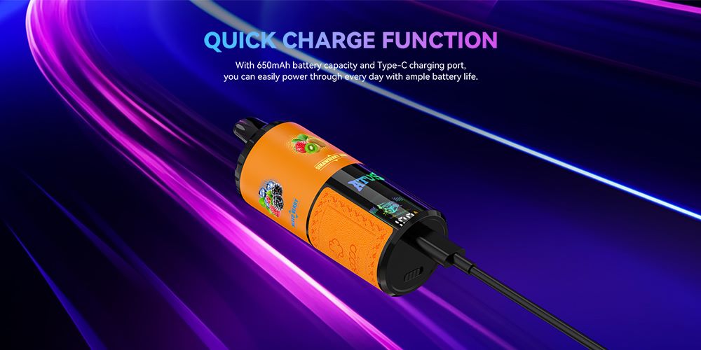 DE030 California CA USA 60000 Puffs Disposable Vape with LED Display Screen and Adjustable Airflow Rechargeable ATVS Vape