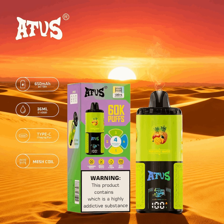 DE030 California CA USA 60000 Puffs Disposable Vape with LED Display Screen and Adjustable Airflow Rechargeable ATVS Vape