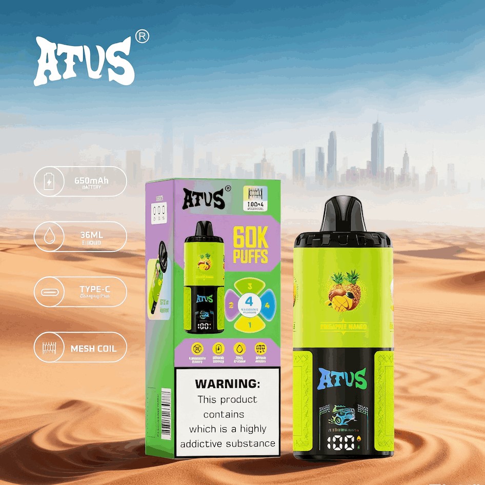 DE030 California CA USA 60000 Puffs Disposable Vape with LED Display Screen and Adjustable Airflow Rechargeable ATVS Vape